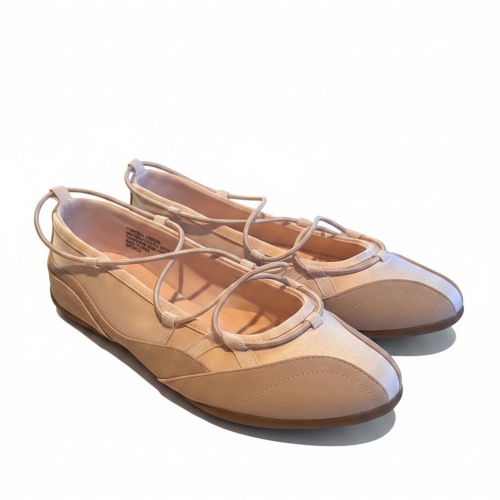 Unionbay Rosia Ballet Flats 11 Pink Satin Elastic Straps Sporty Balletcore